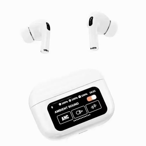 AirPods Pro with Smart Touch Display Screen – Wireless Bluetooth Earbuds with LED Display & Noise Cancellation