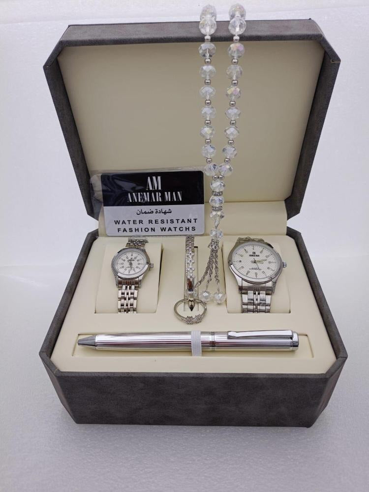 Luxury Men's Stainless Steel Gift Set – Watch, Rosary, Pen & Cufflinks | Perfect Gift for Him